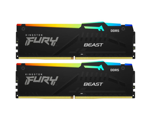 Модуль оперативной памяти Kingston 64GB DDR5 5600 DIMM FURY Beast Black RGB  kit 2*32,Non-ECC,  CL40, 1.25V, 288-pin RTL
