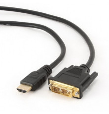 Кабель HDMI-DVI Cablexpert CC-HDMI-DVI-6, 19M/19M, 1.8 м, single link, черный, позол. разъемы, экран