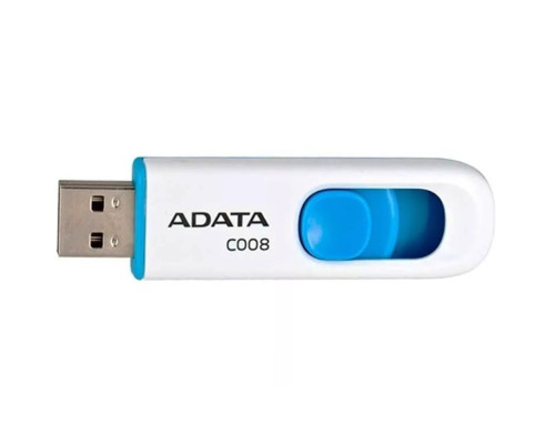 USB накопитель 64GB ADATA C008 USB 2.0, белый/синий
