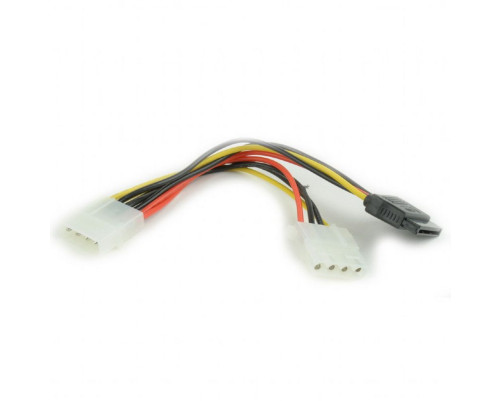Кабель питания SATA Cablexpert, molex 4pin/molex4pin+sata 15pin, 0.15 м,