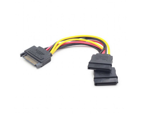 Кабель питания SATA Cablexpert, 15pin (M)/2x15pin(F), 0.15 м