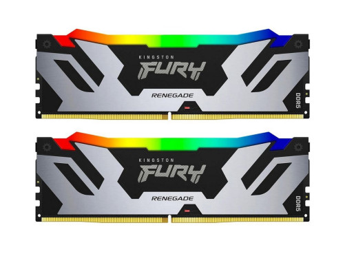 Модуль оперативной памяти Kingston 64GB DDR5 6400 FURY Renegade Silver/Black RGB XMP Non-ECC Unbuffered DIMM (Kit 2*32gb) 2RX8 32-39-39 1.4V 288-pin 16Gbit