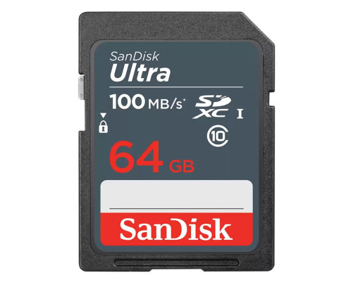 Карта памяти SDXC 64GB SanDisk Ultra SDSDUNR-064G-GN3IN Class 10 UHS I