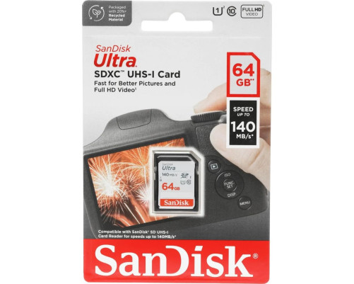 Карта памяти 64GB SanDisk Ultra SDSDUNB-064G-GN6IN Class 10 UHS I