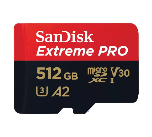 Карта памяти microSDXC 512GB SanDisk Extreme Pro SDSQXCD-512G-GN6MA UHS-I U3 A2, с адаптером