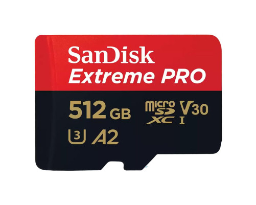 Карта памяти microSDXC 512GB SanDisk Extreme Pro SDSQXCD-512G-GN6MA UHS-I U3 A2, с адаптером Карта памяти microSDXC 512GB SanDisk Extreme Pro SDSQXCD-512G-GN6MA UHS-I U3 A2, с адаптером