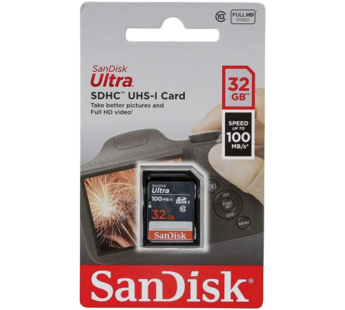 Карта памяти SDHC 32GB SanDisk Ultra SDSDUNR-032G-GN3IN Class 10 UHS-I