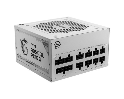 Блок питания 850 Вт MSI MAG A850GL PCIE5, белый Блок питания 850 Вт MSI MAG A850GL PCIE5, белый