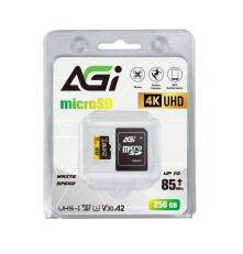 Карта памяти microSDXC 256GB AGI AGI256GGSTF138 UHS-I Class 10 /V30/A2, с адаптером