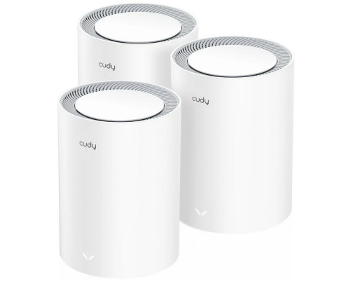 Маршрутизатор CUDY BE3600 Wi-Fi 7 Mesh Solution Gigabit Dual Band 3-Pack, Chipset Broadcom, 802.11be/ax/ac/a/b/g/n, 2882Mbps at 5GHz + 688Mbps at 2.4GHz, 3 x 10/100/1000Mbps Ports, Internal antennas, Zerotier/PPTP/L2TP/OpenVPN/WireGuard, MLO, MU-MIMO, Gue Маршрутизатор CUDY BE3600 Wi-Fi 7 Mesh Solution Gigabit Dual Band 3-Pack, Chipset Broadcom, 802.11be/ax/ac/a/b/g/n, 2882Mbps at 5GHz + 688Mbps at 2.4GHz, 3 x 10/100/1000Mbps Ports, Internal antennas, Zerotier/PPTP/L2TP/OpenVPN/WireGuard, MLO, MU-MIMO, Gue