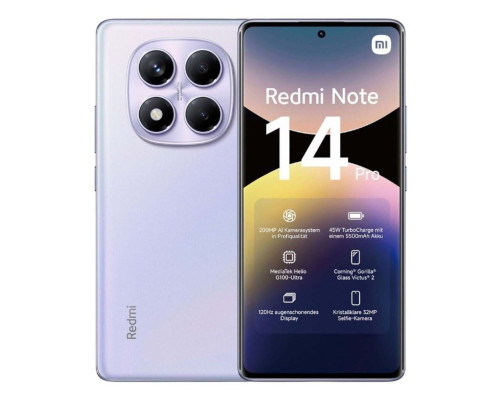 Смартфон Xiaomi Redmi Note 14 Pro 12+256GB, фиолетовый (MZB0IVWRU) Смартфон Xiaomi Redmi Note 14 Pro 12+256GB, фиолетовый (MZB0IVWRU)