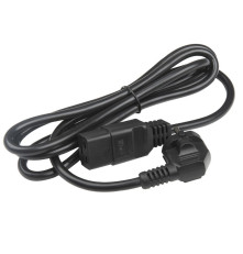 Кабель питания Hyperline PWC-IEC19-SHM-1.8-BK, Schuko+C19, (3x1.5), 16A, угловая вилка, 1.8 м, черный