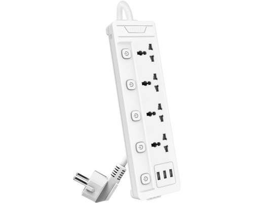 Сетевой  фильтр универсальный Deli ET411, 4 розетки + 3USB, 2 м