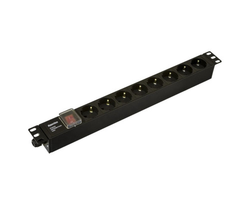 Блок розеток Hyperline SHE19-8SH-S-CB, 19", горизонтальный, 8 розеток, без кабеля питания, клеммная колодка 16A, 250В, алюминий, черный Блок розеток Hyperline SHE19-8SH-S-CB, 19", горизонтальный, 8 розеток, без кабеля питания, клеммная колодка 16A, 250В, алюминий, черный