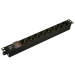 Блок розеток Hyperline SHE19-8SH-S-CB, 19", горизонтальный, 8 розеток, без кабеля питания, клеммная колодка 16A, 250В, алюминий, черный