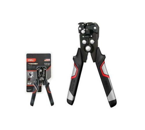 Инструмент обжимной (стриппер) Deli DL2015 многофункциональный для зачистки проводов 2-в-1, 165мм, зачистка+резка, сечение кабеля 0,6-6кв.мм