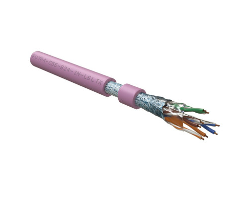 Кабель витая пара Hyperline F/UTP, экранированный, cat.5, 4 pair, 24 AWG, LSZH, 305 м, розовый Кабель витая пара Hyperline F/UTP, экранированный, cat.5, 4 pair, 24 AWG, LSZH, 305 м, розовый