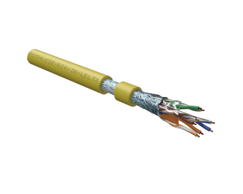 Кабель витая пара Hyperline F/UTP, экранированный, cat.5, 4 pair, 24 AWG, LSZH, 305 м, желтый Кабель витая пара Hyperline F/UTP, экранированный, cat.5, 4 pair, 24 AWG, LSZH, 305 м, желтый