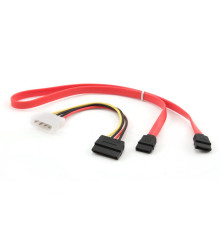 Комплект кабелей SATA Cablexpert CC-SATA-N, интерфейсный (48см) 7pin/7pin и питания (0.15 м) 4pin/15pin, медь, пакет