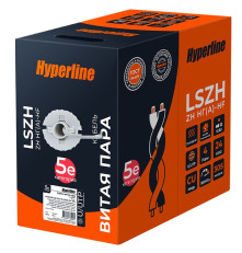 Кабель витая пара Hyperline U/UTP, неэкранированный, cat.5, 4 pair, 24 AWG, LSZH, 305 м, серый