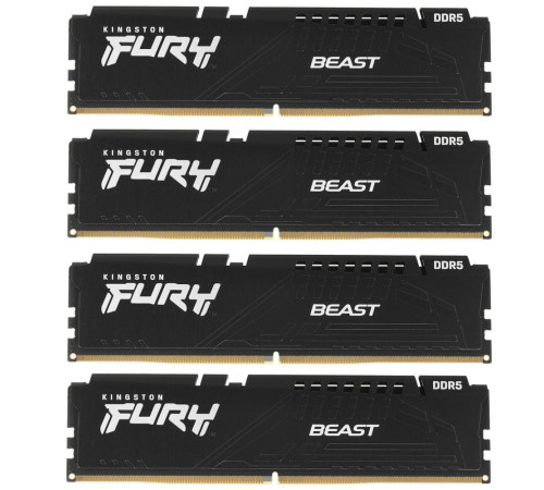 Модуль оперативной памяти Kingston 64GB DIMM FURY Beast Black XMP, DDR5 6000Mhz, Heat Shield, Kit (4x16GB), 1RX8, RTL