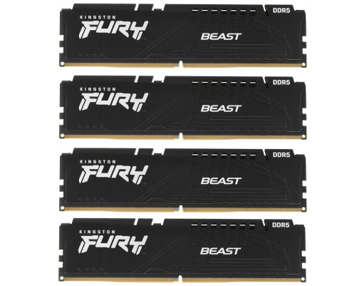 Модуль оперативной памяти Kingston 64GB DIMM FURY Beast Black XMP, DDR5 6000Mhz, Heat Shield, Kit (4x16GB), 1RX8, RTL Модуль оперативной памяти Kingston 64GB DIMM FURY Beast Black XMP, DDR5 6000Mhz, Heat Shield, Kit (4x16GB), 1RX8, RTL