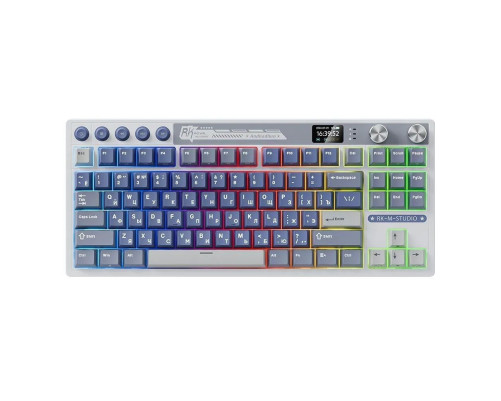 Клавиатура беспроводная игровая Royal Kludge RK M87, белый/голубой
