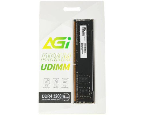 Модуль памяти AGI DDR4 3200MHz 8GB UDIMM RETAIL (No Heat Sink (for UDIMM)) -Single tray Модуль памяти AGI DDR4 3200MHz 8GB UDIMM RETAIL (No Heat Sink (for UDIMM)) -Single tray