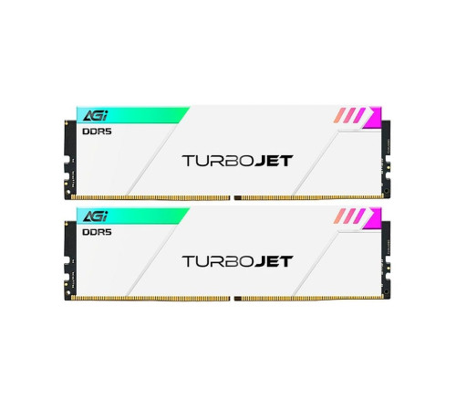 Модуль памяти AGI DDR5 6000MHz CL30 32GB Kit (16GBx2) OC UDIMM + White HEAT SINK –Turbojet+RGB lightbar -Color box