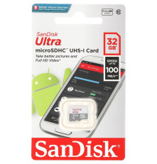 Карта памяти microSDHC 32GB SanDisk Ultra SDSQUNR-032G-GN3MN/GN6MN Class 10 UHS I