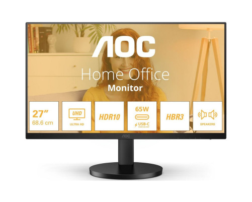 Монитор 27" AOC U27B3CF Black (4K, IPS, 3840x2160, 4 ms, 178°/178°, 350 cd/m, 20M:1, +HDMI 2.0, +2xUSB 3.2, +USB Type-C (65W), +MM, +регулировка по высоте) Монитор 27" AOC U27B3CF Black (4K, IPS, 3840x2160, 4 ms, 178°/178°, 350 cd/m, 20M:1, +HDMI 2.0, +2xUSB 3.2, +USB Type-C (65W), +MM, +регулировка по высоте)