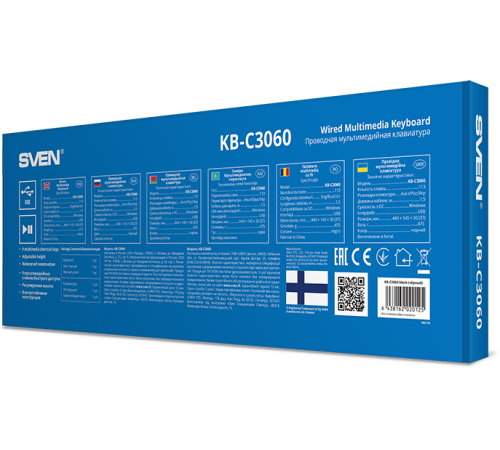 Клавиатура проводная SVEN KB-C3060, 113 клавиш, USB, черная