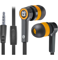 Гарнитура для смартфонов Defender Pulse 420 черный + оранжевый, вставки
