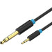 Кабель Vention Jack 6,5 mm M/ 3,5 M, 3 м, черный