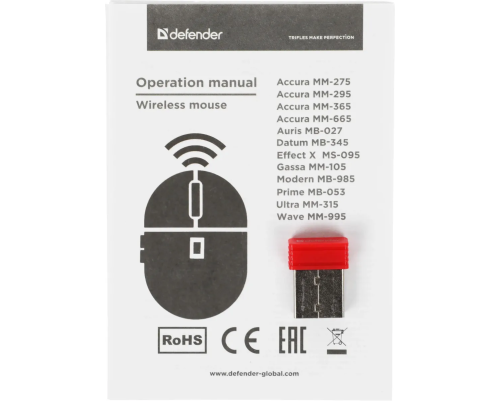 Мышь беспроводная Defender Effect X MS-095, 6D, 800-1600 dpi, черный Мышь беспроводная Defender Effect X MS-095, 6D, 800-1600 dpi, черный