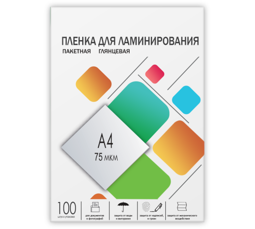 Пленка для ламинирования A4, 216х303 (75 мкм) глянцевая 100шт, ГЕЛЕОС [LPA4-75]