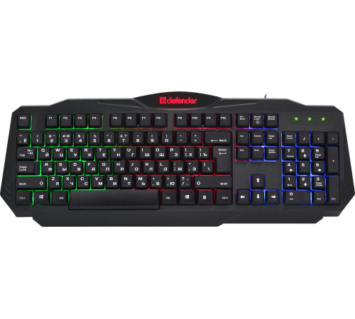 Клавиатура проводная игровая Defender Ultra HB-330L RU, подсветка, черный