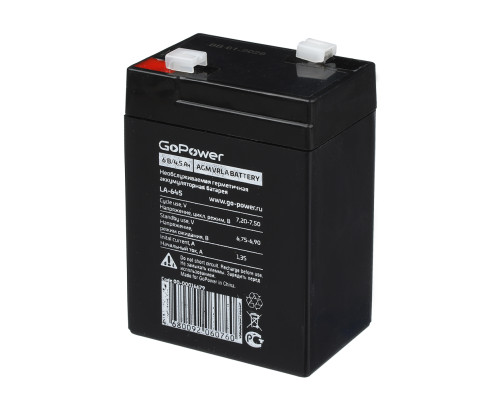 Аккумулятор свинцово-кислотный GoPower LA-645, 6В/4.5Ач Аккумулятор свинцово-кислотный GoPower LA-645, 6В/4.5Ач