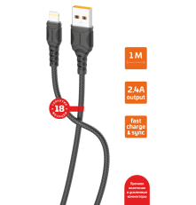 Кабель GoPower GP06L USB (m)-Lightning (m) 1.0м 2.4A ПВХ черный