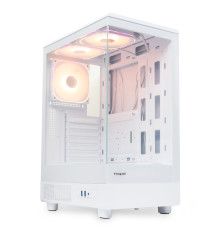 Корпус без блока питания/ HSPD F510, Panoramic Mid Tower, White, TG, 0.5 SPCC, 3x120mm ARGB ATX, mATX, mITX 180/280/160mm 1x2.5