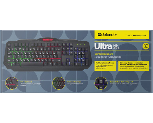 Клавиатура проводная Defender Ultra HB-330L RU,подсветка Клавиатура проводная Defender Ultra HB-330L RU,подсветка