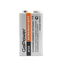 Элемент питания GoPower Крона 6F22 Shrink 1 Heavy Duty 9V (10 шт.)