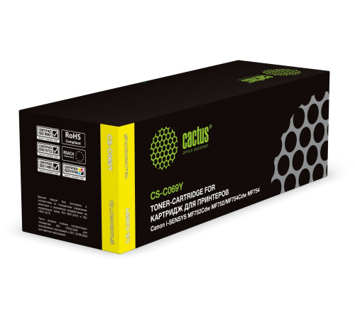 Картридж Cactus CS-C069Y 069 для Canon i-SENSYS MF752Cdw MF752/MF754Cdw MF754, желтый (1900 стр.)
