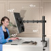 Кронштейн для монитора ONKRON D121E, 100*100, струбцина, наклон -85º+90º поворот 360º, вылет от основание 0-435мм, макс.перемещение по вертикали 200-340мм