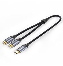 Переходник-разветвитель Vention гибкий USB-C M/2RCA F - 1м
