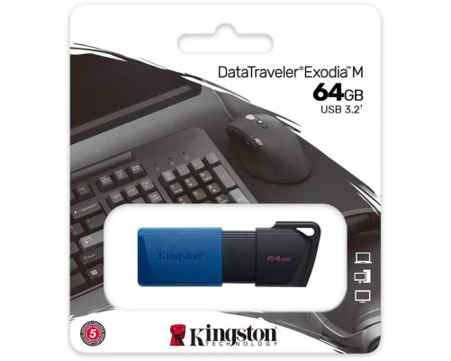 Накопитель USB Flash Drive Kingston 64GB USB 3.2 Gen 1 DataTraveler Exodia M (Black + Blue) Накопитель USB Flash Drive Kingston 64GB USB 3.2 Gen 1 DataTraveler Exodia M (Black + Blue)