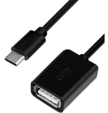 Кабель-адаптер OTG USB 2.0, CM/AF, 0.5 м, черный, 28/28 AWG, экран, армированный, морозостойкий