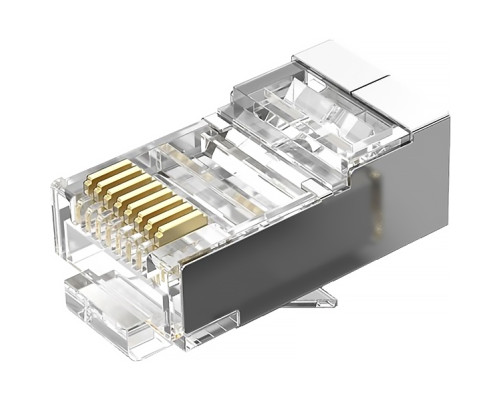 Коннектор Vention RJ45 (8p8c), FTP, cat. 6, под витую пару, экранированный (50шт.) Коннектор Vention RJ45 (8p8c), FTP, cat. 6, под витую пару, экранированный (50шт.)