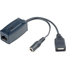 Удлинитель USB интерфейса по витой паре SC&T UE01, черный, БП в комплекте