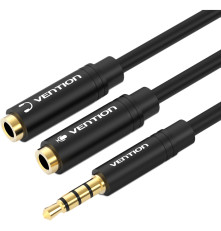 Переходник-разветвитель Vention гибкий Jack 3.5 mm M 4 pin/Jack 3.5 mm F x 2 - 0.3м